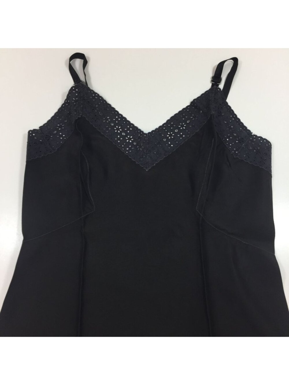 Vintage 80s Mary Barron Biastrait Womens Black Chemise Undergarment Size 34/16